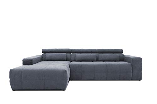 DOMO. Collection Brandon Ecksofa, Sofa mit Rückenfunktion in L-Form, Polsterecke, Eckgarnitur, dunkelgrau, 285 x 175 cm von DOMO. collection