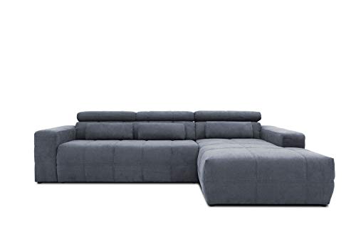 DOMO. Collection Brandon Ecksofa, Sofa mit Rückenfunktion in L-Form, Polsterecke, Eckgarnitur, dunkelgrau, 285 x 175 cm von DOMO. collection