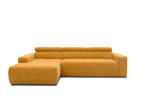 DOMO. Collection Brandon Ecksofa, Sofa mit Rückenfunktion in L-Form, Polsterecke, Eckgarnitur, gelb, 285 x 175 cm von DOMO. collection