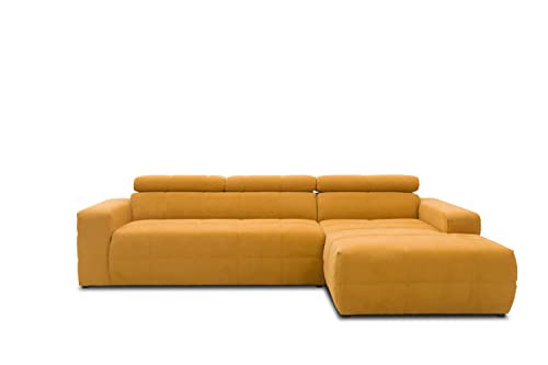 DOMO. Collection Brandon Ecksofa, Sofa mit Rückenfunktion in L-Form, Polsterecke, Eckgarnitur, gelb, 285 x 175 cm von DOMO. collection