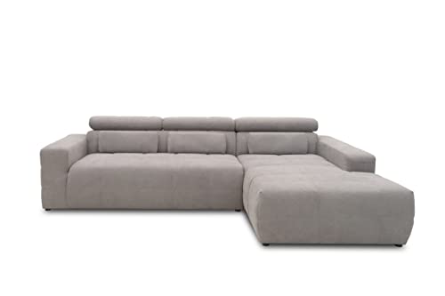 DOMO. Collection Brandon Ecksofa, Sofa mit Rückenfunktion in L-Form, Polsterecke, Eckgarnitur, grau, 285 x 175 cm von DOMO. collection
