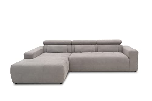 DOMO. Collection Brandon Ecksofa, Sofa mit Rückenfunktion in L-Form, Polsterecke, Eckgarnitur, grau, 285 x 175 cm von DOMO. collection