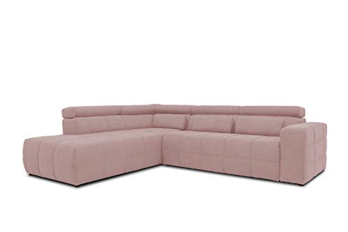 DOMO. Collection Brandon Ecksofa, Sofa mit Rückenfunktion in L-Form, Polsterecke, Eckgarnitur, rosa, Ottomane links von DOMO. collection