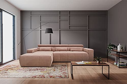 DOMO. Collection Brandon Ecksofa, Sofa mit Rückenfunktion in L-Form, Polsterecke, Eckgarnitur, rosa, 285 x 175 cm von DOMO. collection