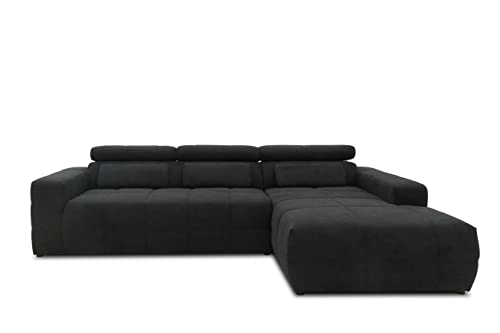 DOMO. Collection Brandon Ecksofa, Sofa mit Rückenfunktion in L-Form, Polsterecke, Eckgarnitur, schwarz, 285 x 175 cm von DOMO. collection