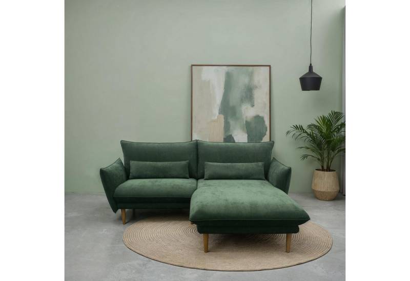 DOMO collection Ecksofa Leuven kompakte Stellmaße, Breite 200 cm, schmale Armlehnen, L-Form, angenehm feste Polsterung, bodenfrei, 19 cm hohe Holzfüße von DOMO collection