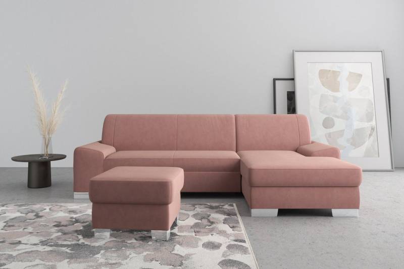 DOMO collection Ecksofa Anzio L-Form, whlw. Bettfunktion, Federkern, hochwertig, Breite 271 cm, Ohne Bettfunktion, Recamiere rechts, Samtoptik, malve von DOMO collection