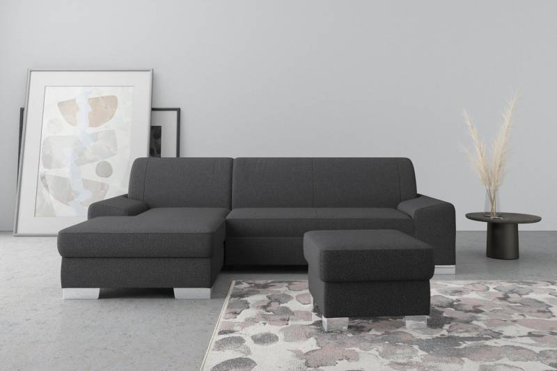 DOMO collection Ecksofa Anzio L-Form, whlw. Bettfunktion, Federkern, hochwertig, Breite 271 cm, Ohne Bettfunktion, Recamiere links, Feinstruktur, anthratzit von DOMO collection