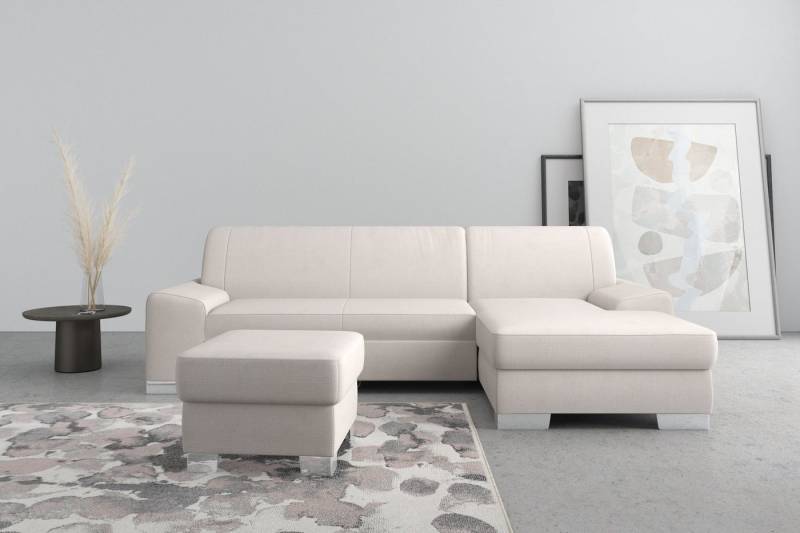 DOMO collection Ecksofa Anzio L-Form, whlw. Bettfunktion, Federkern, hochwertig, Breite 271 cm, Ohne Bettfunktion, Recamiere rechts, Chenille-Struktur, creme von DOMO collection