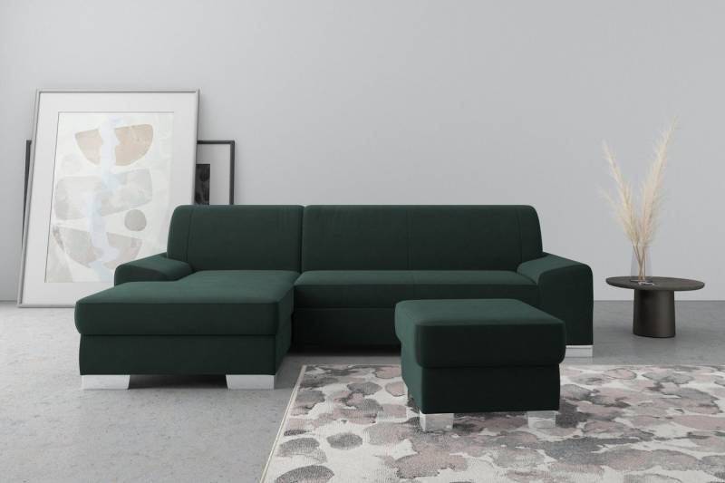 DOMO collection Ecksofa Anzio L-Form, whlw. Bettfunktion, Federkern, hochwertig, Breite 271 cm, Ohne Bettfunktion, Recamiere links, Samtoptik, grün von DOMO collection
