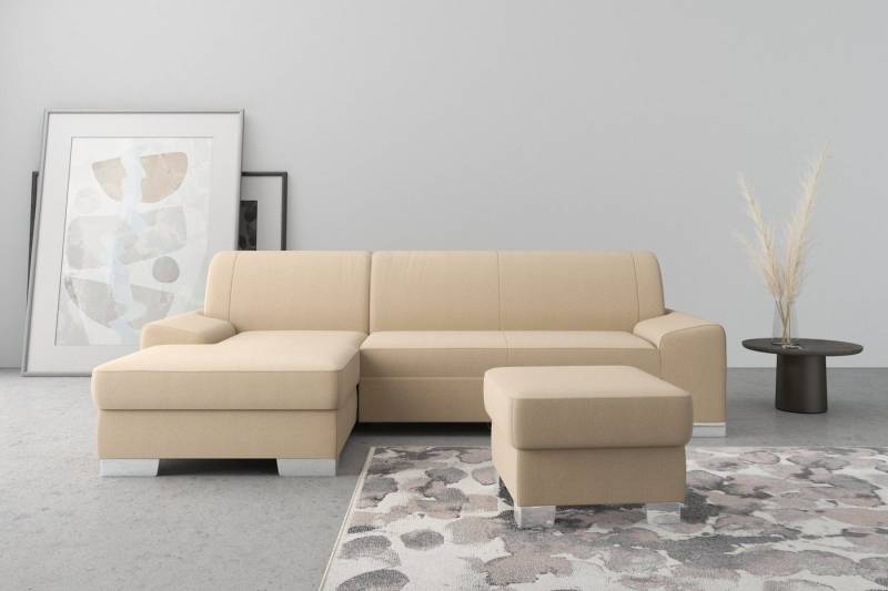 DOMO collection Ecksofa Anzio L-Form, whlw. Bettfunktion, Federkern, hochwertig, Breite 271 cm, Ohne Bettfunktion, Recamiere links, Chenille-Struktur, cappucino von DOMO collection