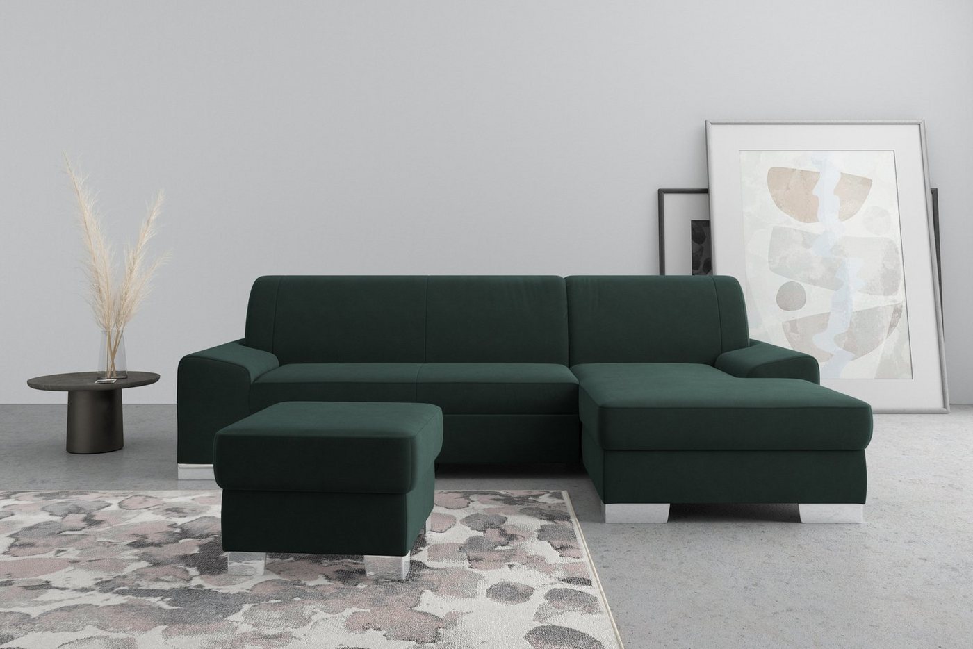 DOMO collection Ecksofa Anzio L-Form, whlw. Bettfunktion, Federkern, hochwertig, Breite 271 cm, Ohne Bettfunktion, Recamiere rechts, Samtoptik, grün DOMO collection Ecksofa Anzio L-Form, whlw. Bettfunktion, Federkern, hochwertig, Breite 271 cm, Ohne Bettfunktion, Recamiere rechts, Samtoptik, grün von DOMO collection