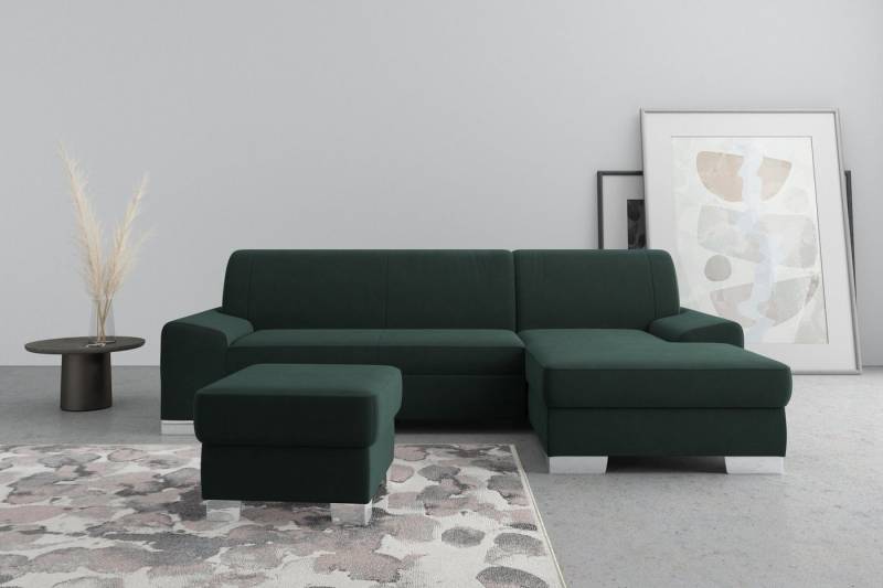 DOMO collection Ecksofa Anzio L-Form, whlw. Bettfunktion, Federkern, hochwertig, Breite 271 cm, Ohne Bettfunktion, Recamiere rechts, Samtoptik, grün von DOMO collection