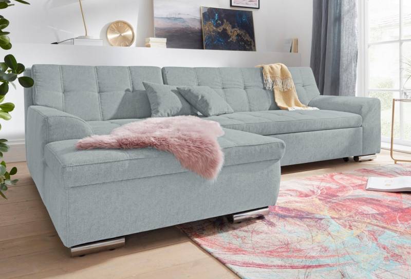 DOMO collection Ecksofa Aversa, moderne Steppung im Sitz und Rücken, geschwungene Armlehnen, L-Form, wahlweise mit Bettfunktion von DOMO collection