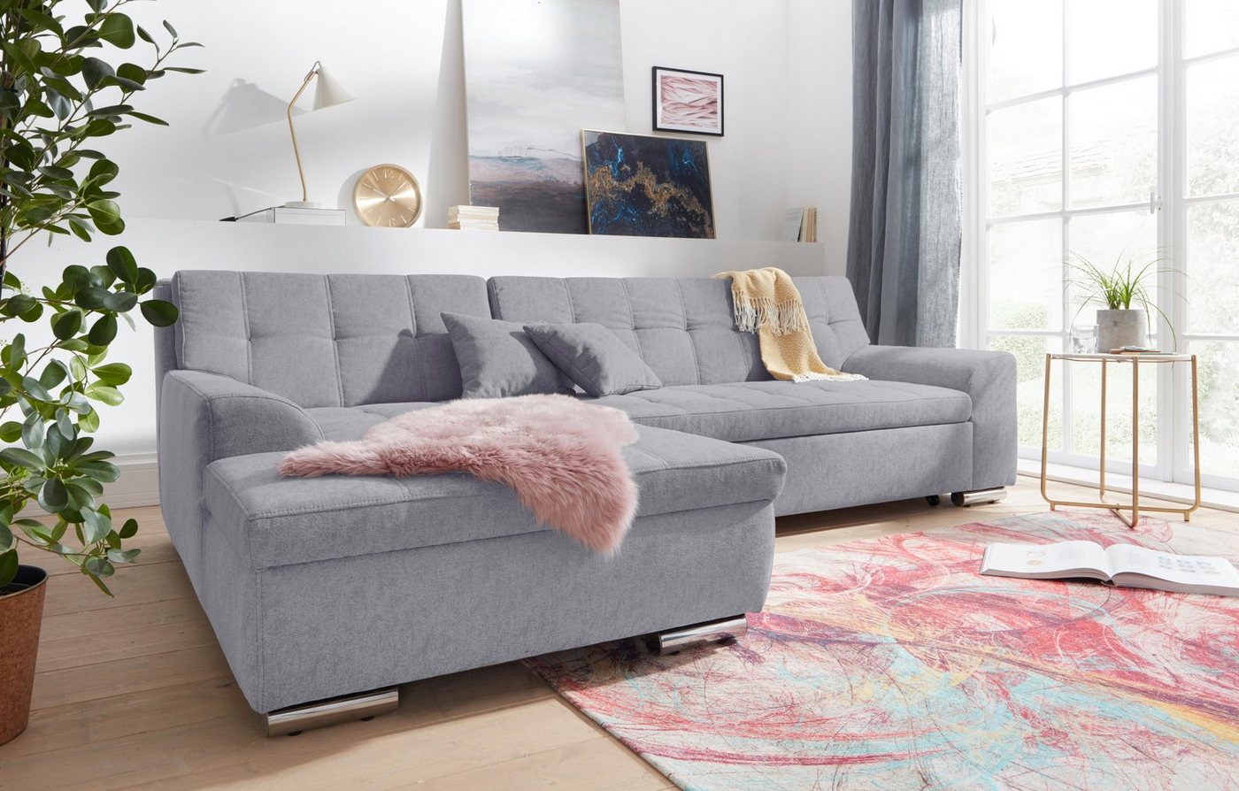 DOMO collection Ecksofa Aversa, moderne Steppung im Sitz und Rücken, geschwungene Armlehnen, L-Form, wahlweise mit Bettfunktion DOMO collection Ecksofa Aversa, moderne Steppung im Sitz und Rücken, geschwungene Armlehnen, L-Form, wahlweise mit Bettfunktion von DOMO collection