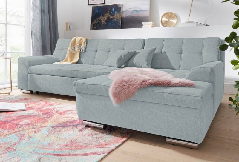 DOMO collection Ecksofa Aversa, moderne Steppung im Sitz und Rücken, geschwungene Armlehnen, L-Form, wahlweise mit Bettfunktion von DOMO collection