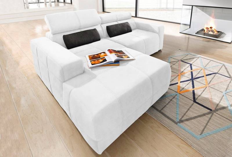 DOMO collection Ecksofa Brandon, inkl. Kopfteilverstellung, B/T/H: 214/100/80 cm, L-Form, Mit Kopfteilverstellung, auch in Leder und Cord, L-Form von DOMO collection