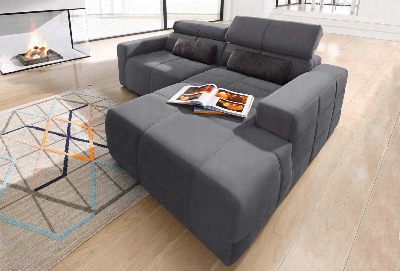 DOMO collection Ecksofa Brandon kleine Ausführung B/T/H: 214/100/80 cm, Mit Kopfteilverstellung, auch in Leder und Cord, L-Form von DOMO collection