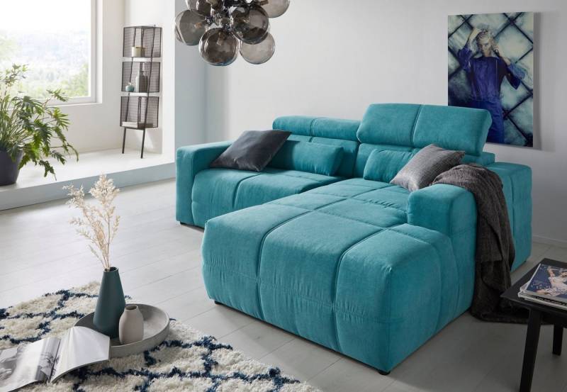 DOMO collection Ecksofa Brandon, inkl. Kopfteilverstellung, B/T/H: 214/100/80 cm, L-Form, Mit Kopfteilverstellung, auch in Leder und Cord, L-Form von DOMO collection