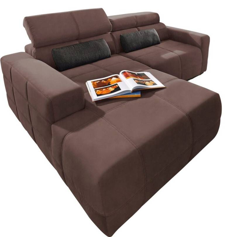 DOMO collection Ecksofa Brandon, inkl. Kopfteilverstellung, B/T/H: 214/100/80 cm, L-Form, Mit Kopfteilverstellung, auch in Leder und Cord, L-Form von DOMO collection