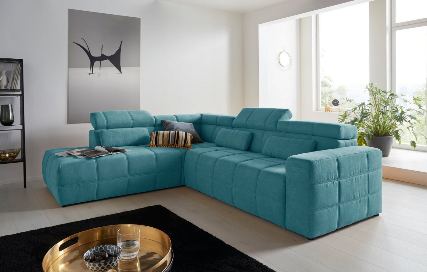 DOMO collection Ecksofa Brandon L-Form, auch in Leder, inklusive Kopfteilverstellung, wahlweise mit Sitztiefenverstellung von DOMO collection