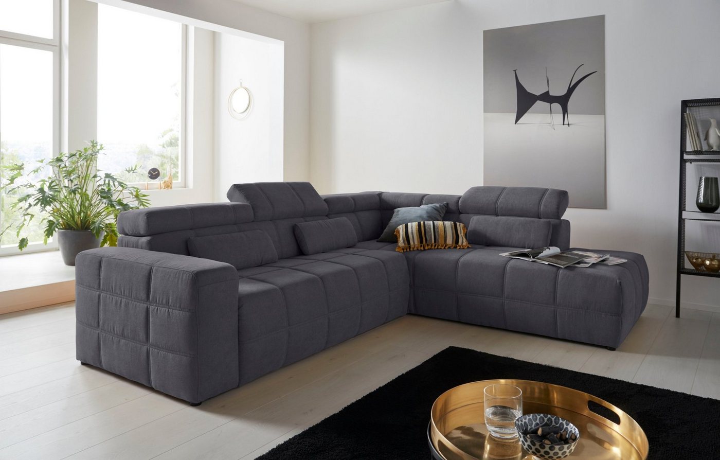 DOMO collection Ecksofa Brandon L-Form, auch in Leder, inklusive Kopfteilverstellung, wahlweise mit Sitztiefenverstellung von DOMO collection