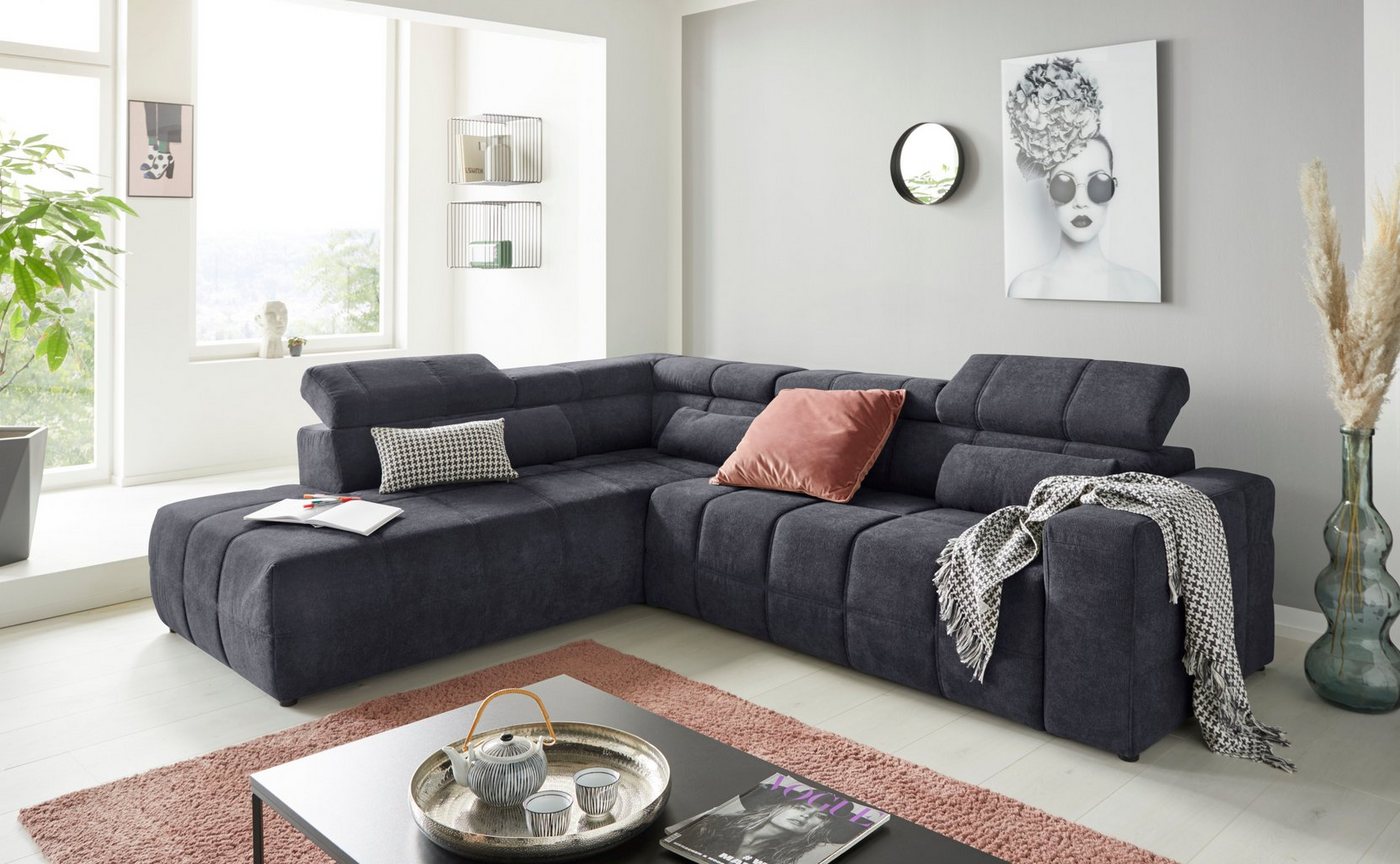 DOMO collection Ecksofa Brandon L-Form, auch in Leder, inklusive Kopfteilverstellung, wahlweise mit Sitztiefenverstellung von DOMO collection