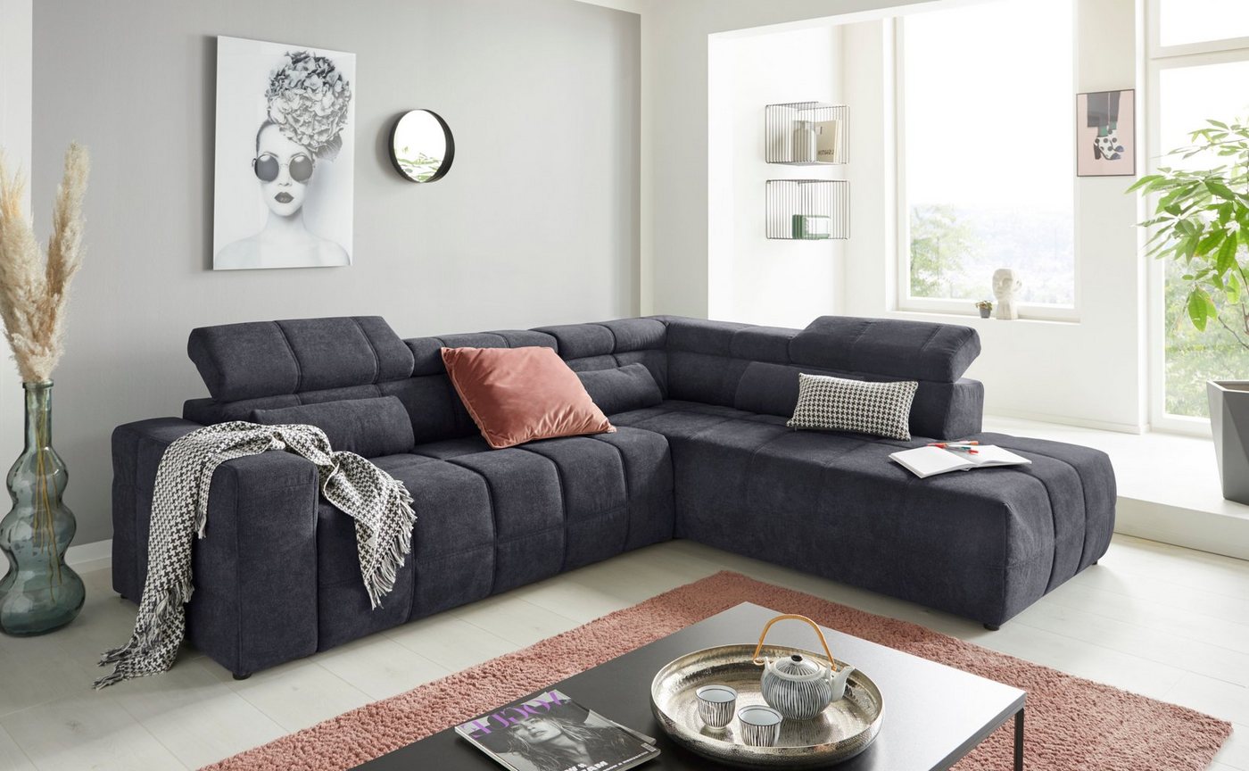 DOMO collection Ecksofa Brandon L-Form, auch in Leder, inklusive Kopfteilverstellung, wahlweise mit Sitztiefenverstellung von DOMO collection