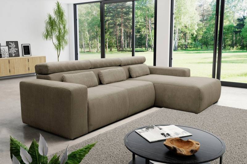 DOMO collection Ecksofa Brandon große Ausführung B/T/H: 289/177/80 cm, auch in Leder und Cord, mit Kopfteilverstellung, wahlweise Sitztiefenverstellung, L-Form von DOMO collection