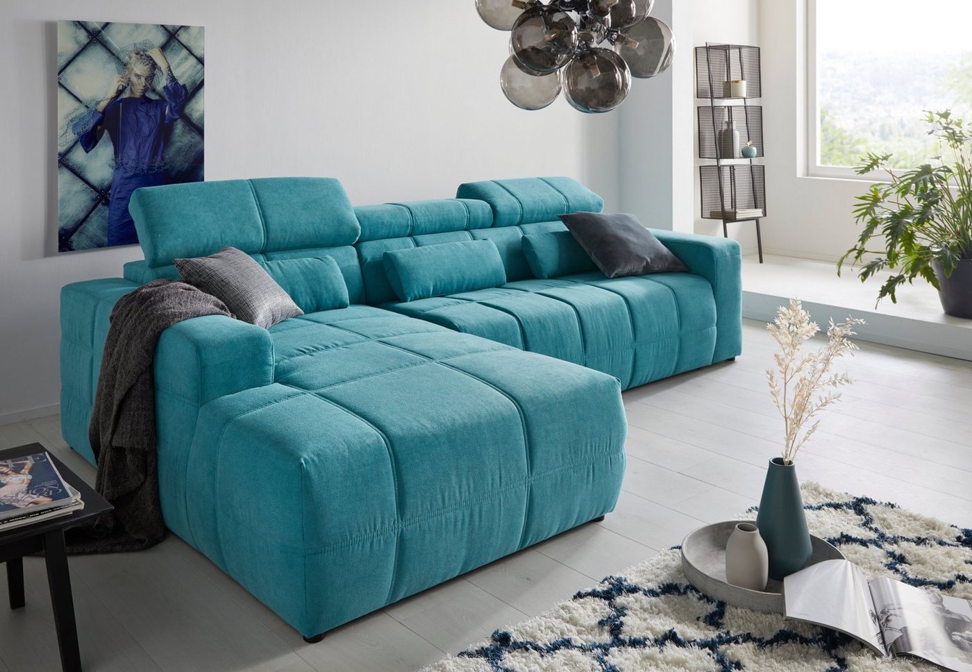 DOMO collection Ecksofa Brandon große Ausführung B/T/H: 289/177/80 cm, auch in Leder und Cord, mit Kopfteilverstellung, wahlweise Sitztiefenverstellung, L-Form von DOMO collection