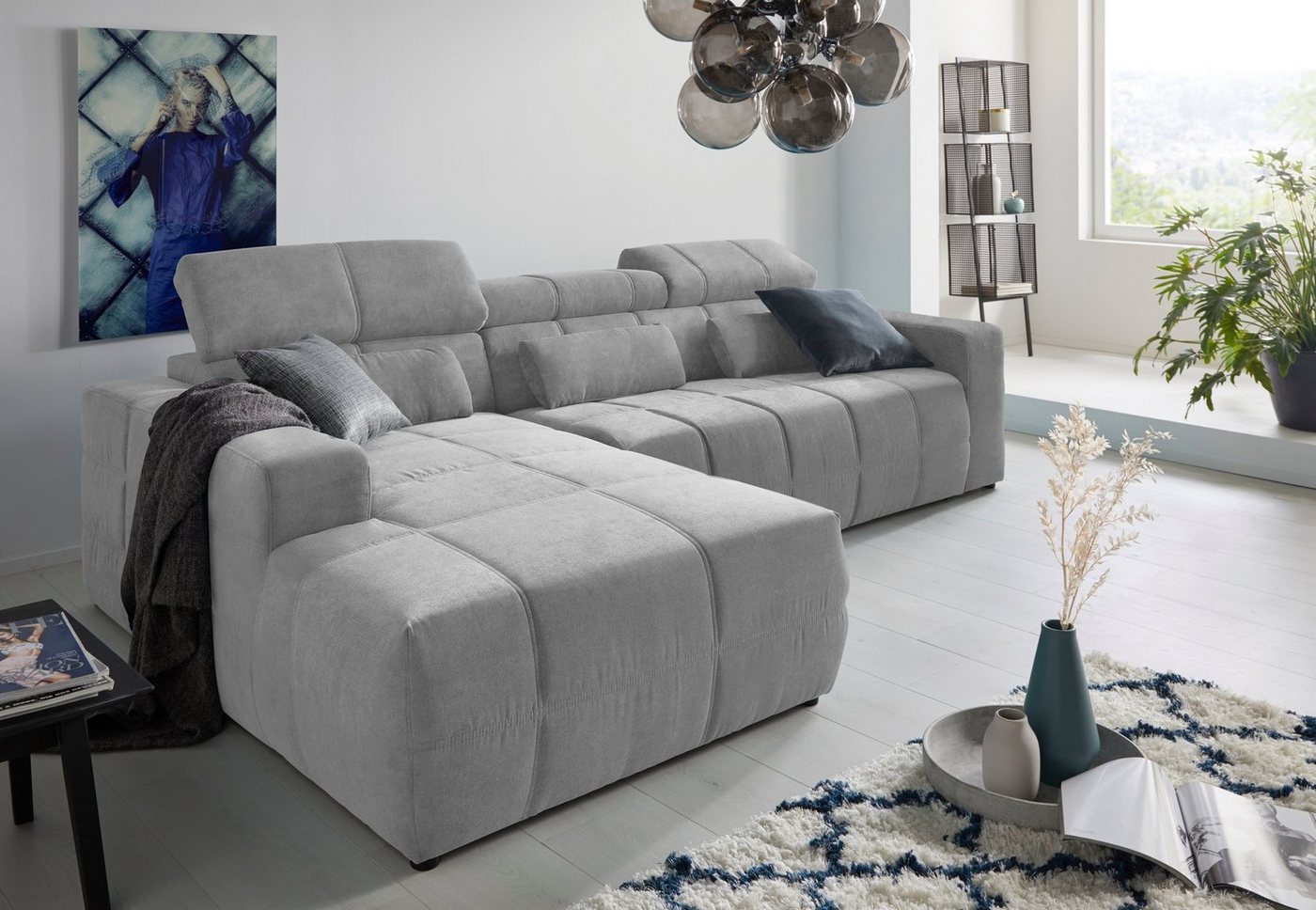 DOMO collection Ecksofa Brandon große Ausführung B/T/H: 289/177/80 cm, auch in Leder und Cord, mit Kopfteilverstellung, wahlweise Sitztiefenverstellung, L-Form von DOMO collection