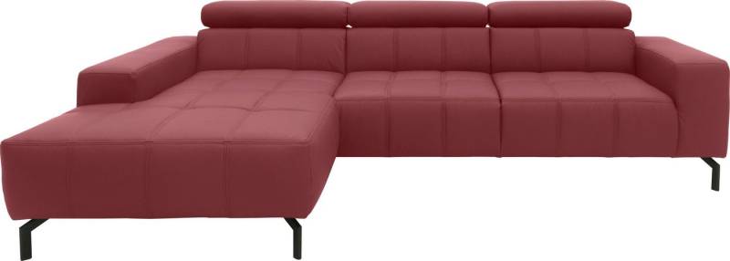 DOMO collection Ecksofa Cunelli tolle Sitznähte als Designelement, fester Sitzkomfort, L-Form, wahlweise mit 6-fach verstellbarer Kopfteilverstellung, bodenfrei von DOMO collection
