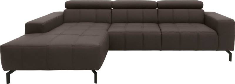 DOMO collection Ecksofa Cunelli tolle Sitznähte als Designelement, fester Sitzkomfort, L-Form, wahlweise mit 6-fach verstellbarer Kopfteilverstellung, bodenfrei von DOMO collection