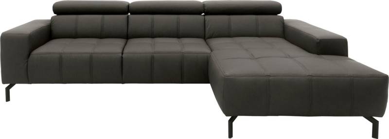 DOMO collection Ecksofa Cunelli tolle Sitznähte als Designelement, fester Sitzkomfort, L-Form, wahlweise mit 6-fach verstellbarer Kopfteilverstellung, bodenfrei von DOMO collection