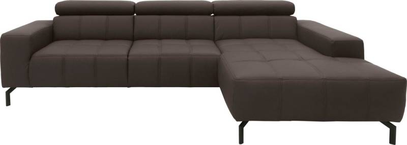 DOMO collection Ecksofa Cunelli tolle Sitznähte als Designelement, fester Sitzkomfort, L-Form, wahlweise mit 6-fach verstellbarer Kopfteilverstellung, bodenfrei von DOMO collection