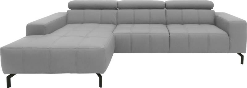 DOMO collection Ecksofa Cunelli tolle Sitznähte als Designelement, fester Sitzkomfort, L-Form, wahlweise mit 6-fach verstellbarer Kopfteilverstellung, bodenfrei von DOMO collection