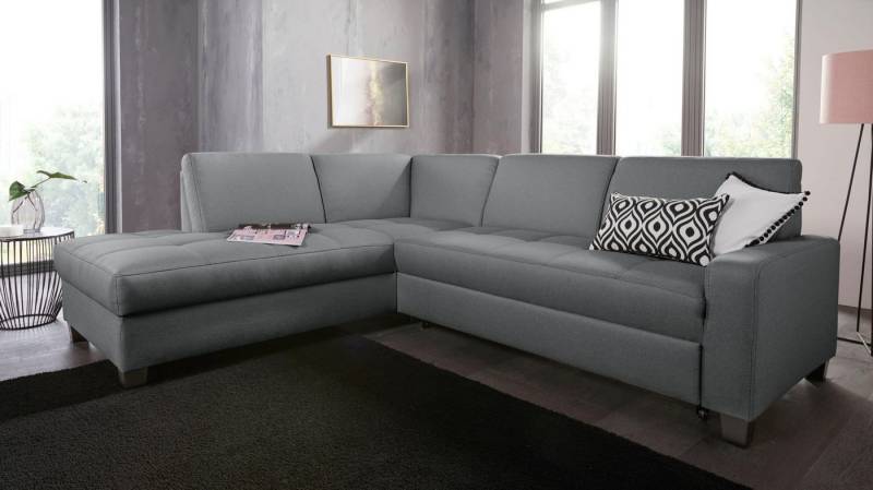 DOMO collection Ecksofa Florentina zeitlos und elegant, Sitznähte als Designelement, L-Form, wahlweise mit Bettfunktion, mit Kontrastnaht, Komfortsitzhöhe 47cm von DOMO collection