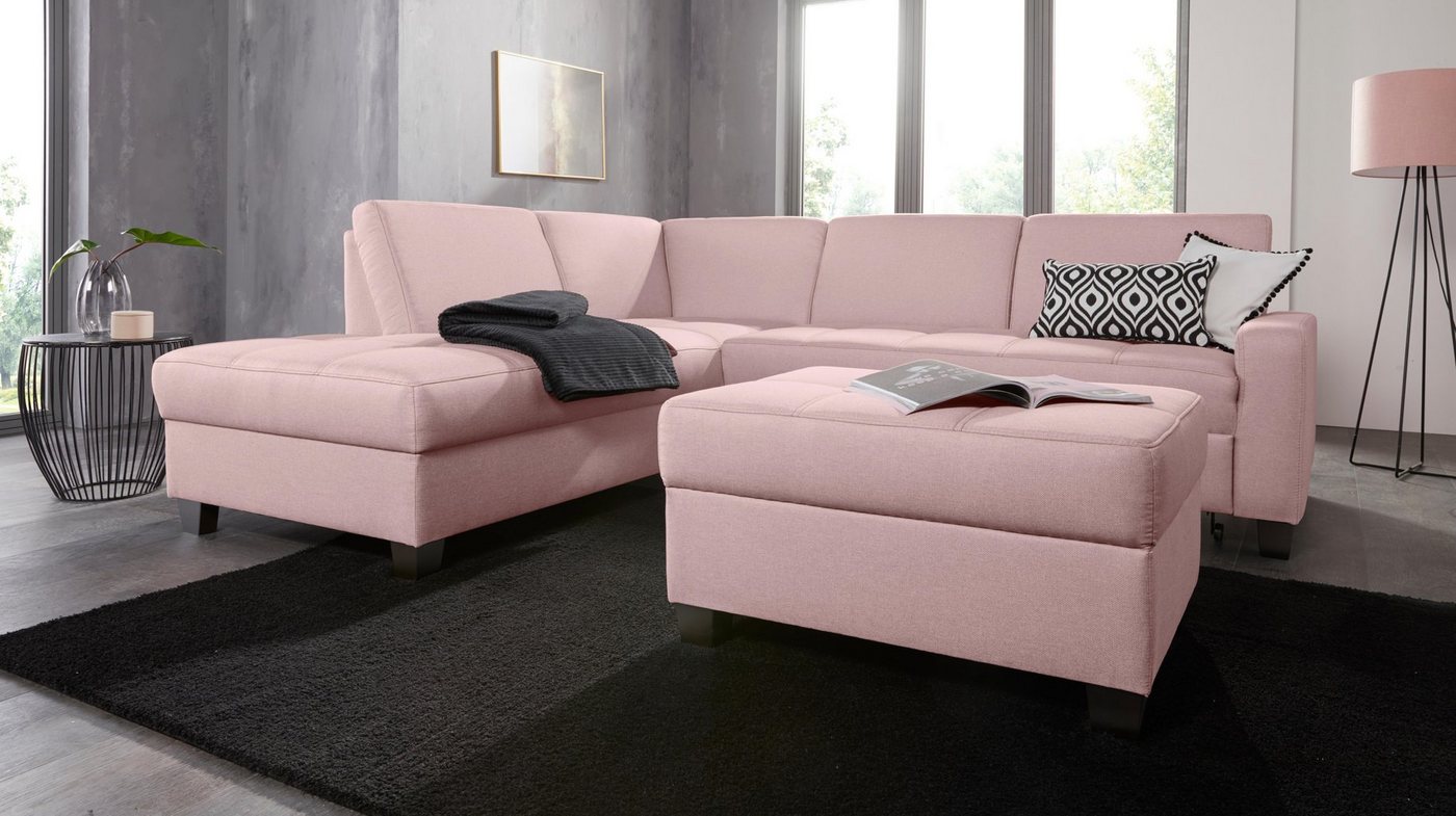 DOMO collection Ecksofa Florentina L-Form, wahlweise mit Bettfunktion, mit Kontrastnaht von DOMO collection