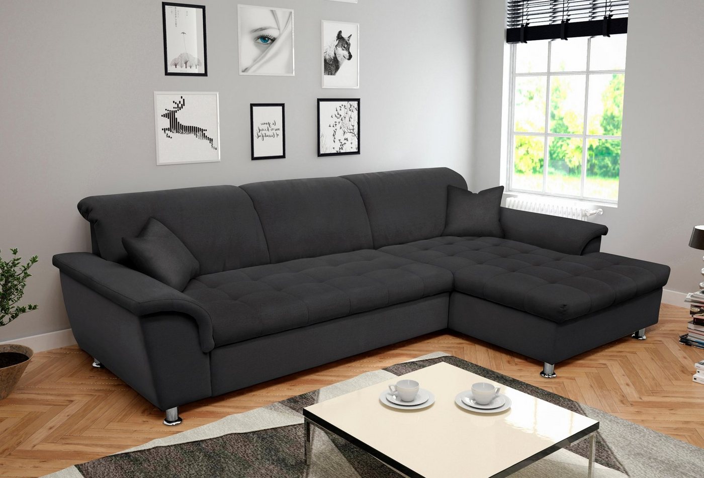 DOMO collection Ecksofa Franzi Steppung im Sitzbereich B7T/H: 278/162/80 cm, Schlafsofa, wahlweise mit Bettfunktion, Bettkasten und Kopfteilverstellung von DOMO collection