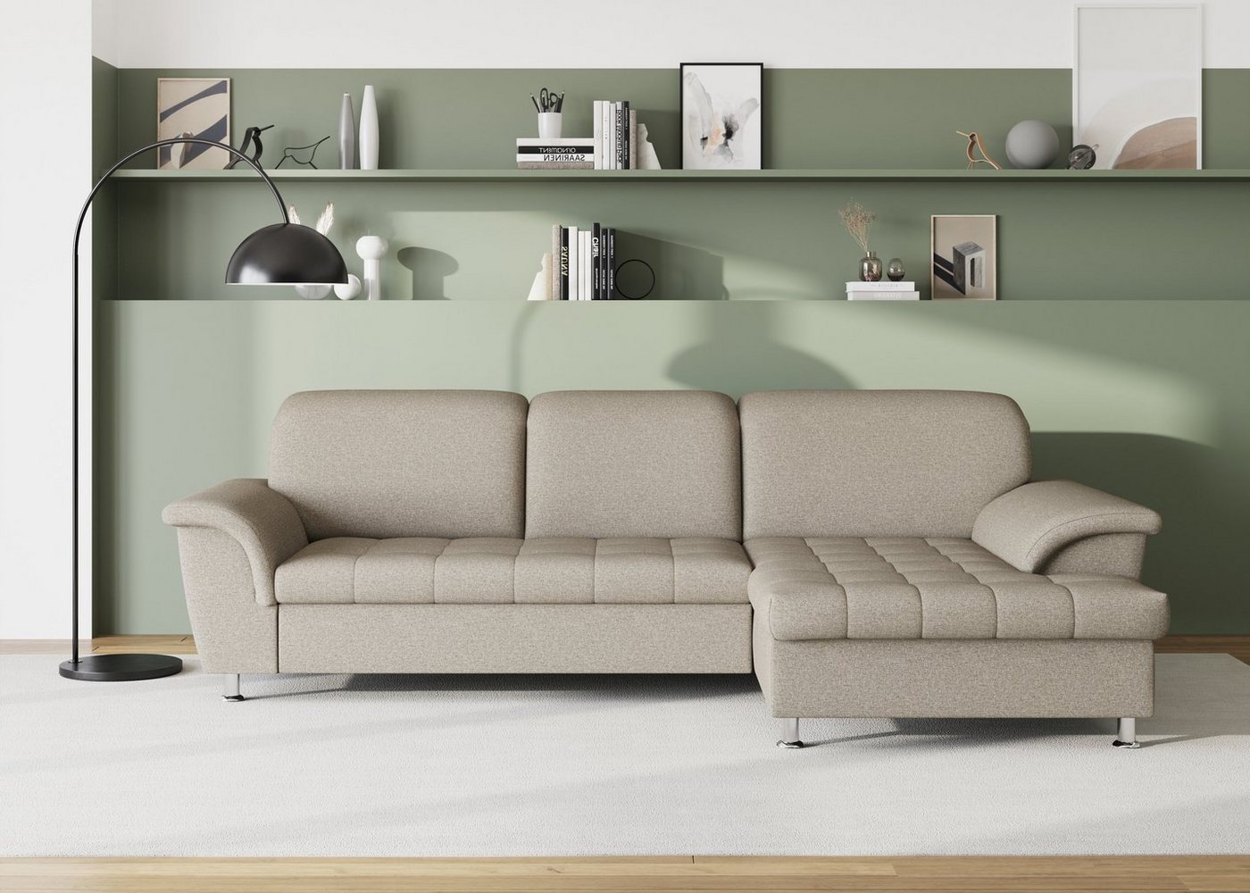 DOMO collection Ecksofa Franzi Steppung im Sitzbereich B7T/H: 278/162/80 cm, Schlafsofa, wahlweise mit Bettfunktion, Bettkasten und Kopfteilverstellung von DOMO collection