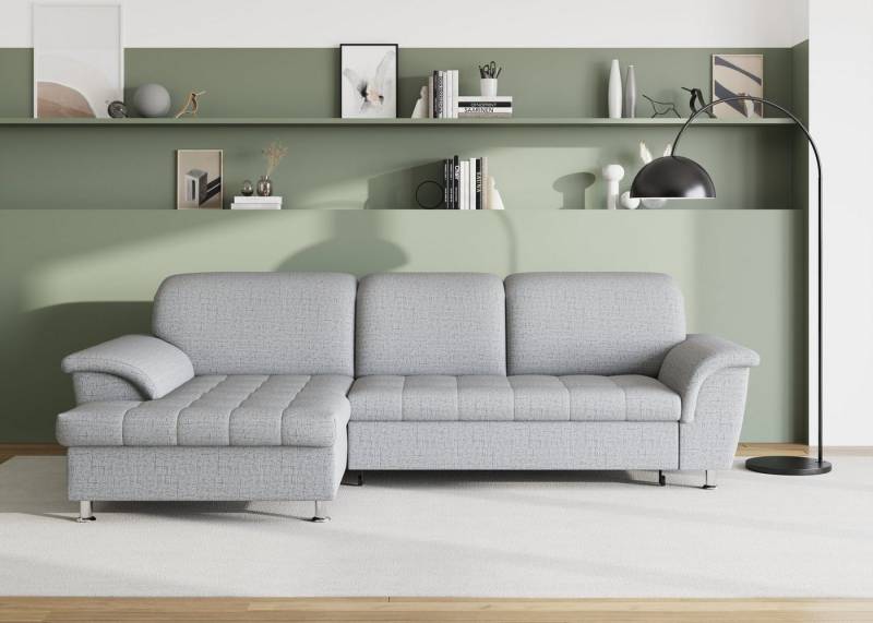 DOMO collection Ecksofa Franzi Steppung im Sitzbereich B7T/H: 278/162/80 cm, L-Form, wahlweise mit Bettfunktion, Bettkasten und Kopfteilverstellung von DOMO collection