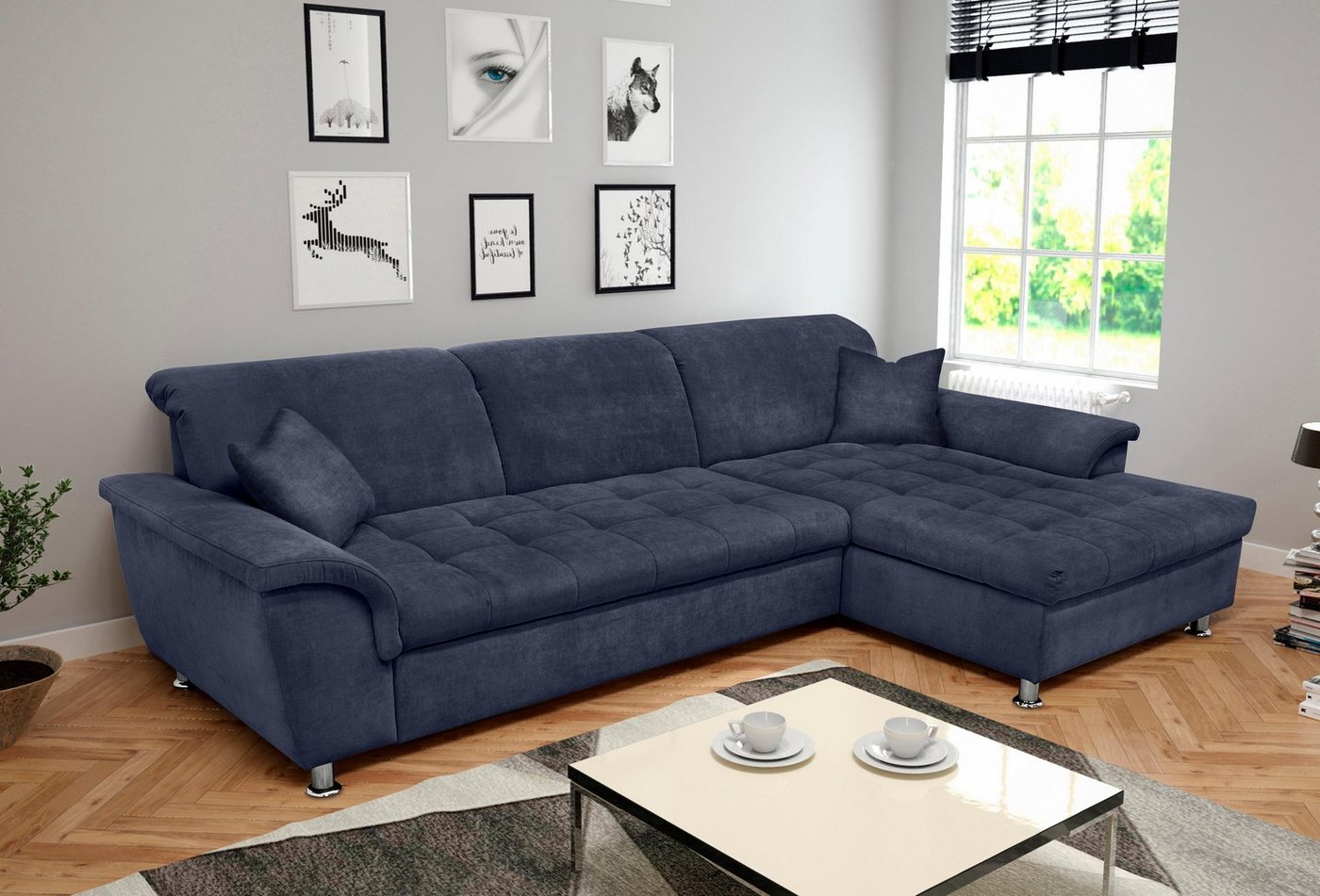 DOMO collection Ecksofa Franzi Steppung im Sitzbereich B7T/H: 278/162/80 cm, Schlafsofa L-Form, wahlweise mit Bettfunktion, Bettkasten und Kopfteilverstellung von DOMO collection