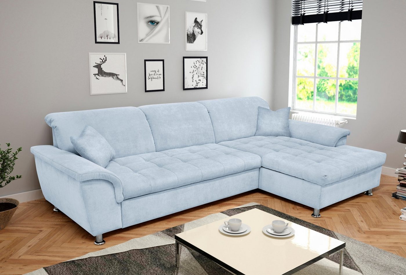 DOMO collection Ecksofa Franzi Steppung im Sitzbereich B7T/H: 278/162/80 cm, Schlafsofa L-Form, wahlweise mit Bettfunktion, Bettkasten und Kopfteilverstellung von DOMO collection