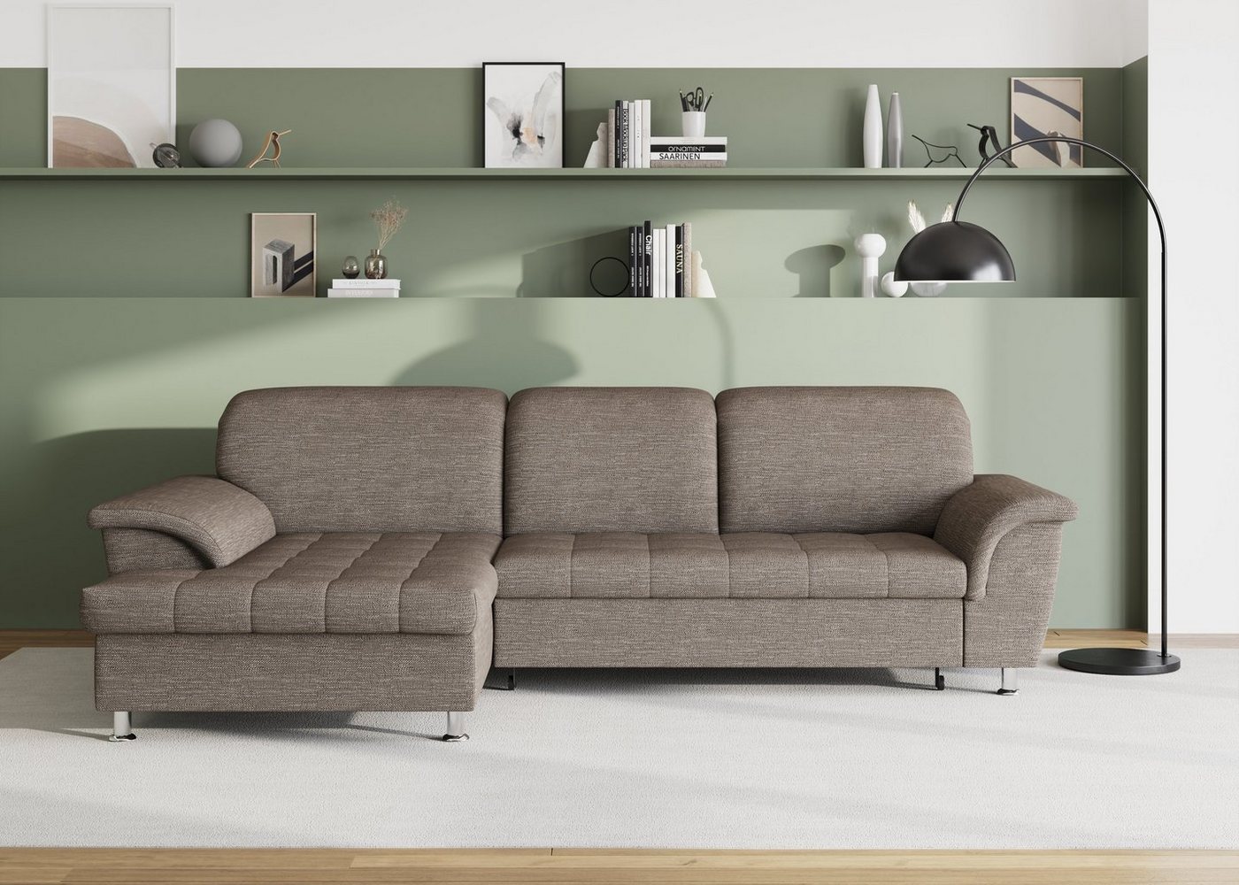 DOMO collection Ecksofa Franzi Steppung im Sitzbereich B7T/H: 278/162/80 cm, Schlafsofa L-Form, wahlweise mit Bettfunktion, Bettkasten und Kopfteilverstellung von DOMO collection