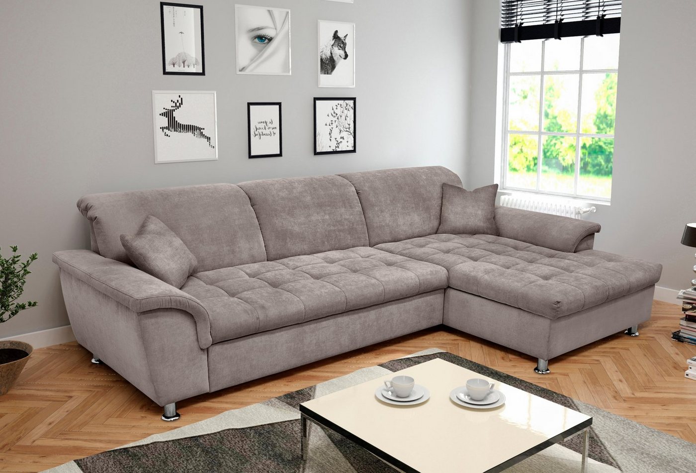 DOMO collection Ecksofa Franzi Steppung im Sitzbereich B7T/H: 278/162/80 cm, Schlafsofa L-Form, wahlweise mit Bettfunktion, Bettkasten und Kopfteilverstellung von DOMO collection