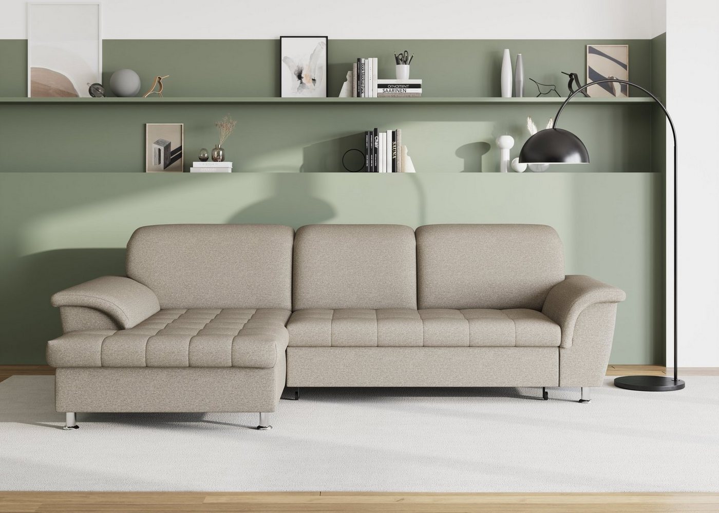 DOMO collection Ecksofa Franzi Steppung im Sitzbereich B7T/H: 278/162/80 cm, Schlafsofa, wahlweise mit Bettfunktion, Bettkasten und Kopfteilverstellung von DOMO collection