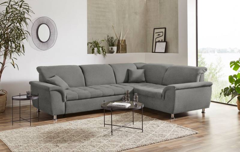 DOMO collection Ecksofa Franzi, zeitlos und elegant, moderne Sitzheftung, L-Form, wahlweise mit Kopfteilverstellung (dann Breite: 275 cm) von DOMO collection