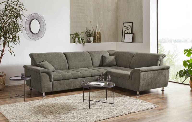 DOMO collection Ecksofa Franzi, zeitlos und elegant, moderne Sitzheftung, L-Form, wahlweise mit Kopfteilverstellung (dann Breite: 275 cm) von DOMO collection