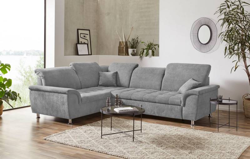 DOMO collection Ecksofa Franzi, zeitlos und elegant, moderne Sitzheftung, L-Form, wahlweise mit Kopfteilverstellung (dann Breite: 275 cm) von DOMO collection