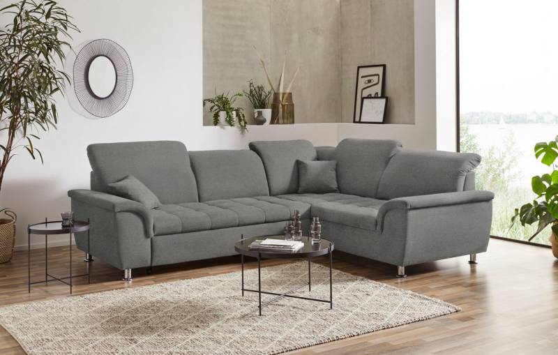 DOMO collection Ecksofa Franzi, zeitlos und elegant, moderne Sitzheftung, L-Form, wahlweise mit Kopfteilverstellung (dann Breite: 275 cm) von DOMO collection
